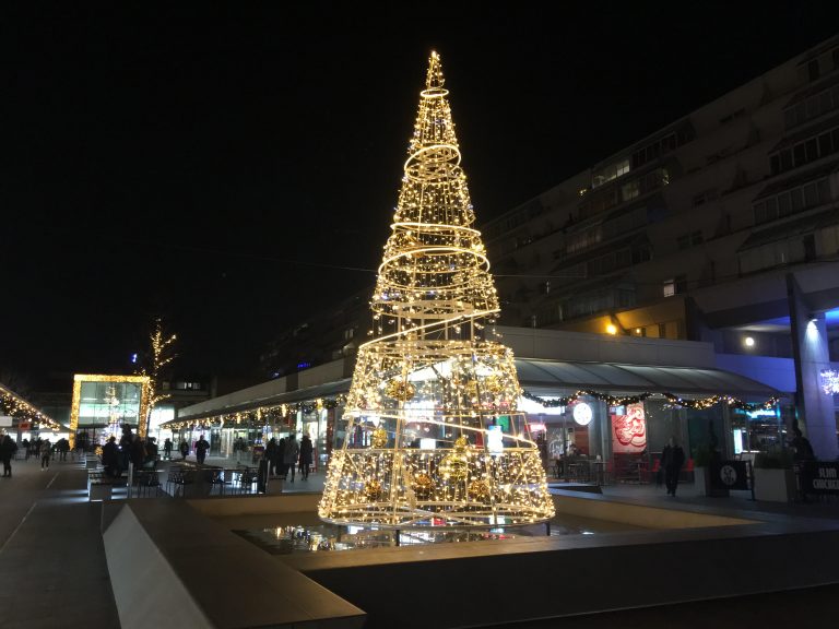 horizontal shot of a Christmas tree
