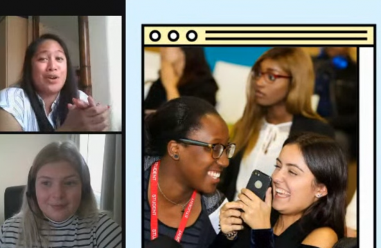 Young women taking part in STEMettes online discussion about STEM careers
