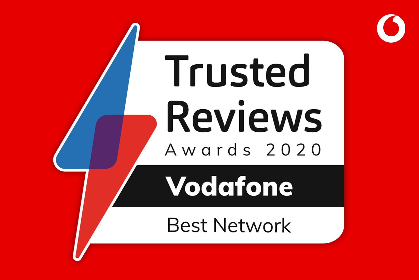 Trusted Reviews Awards 2020 Vodafone Best Network graphic