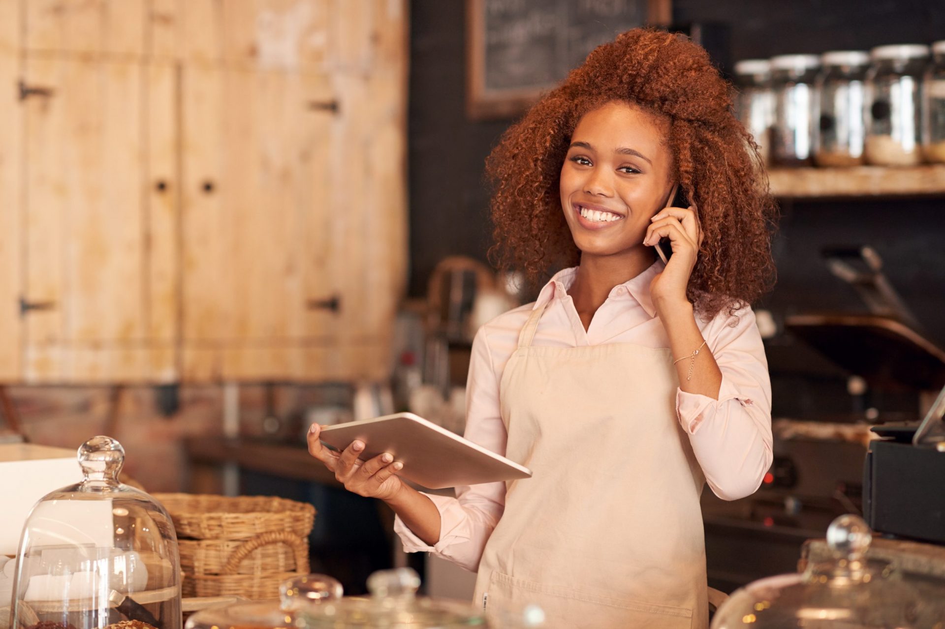 Small Business Connectivity - woman ordering cafe supplies
