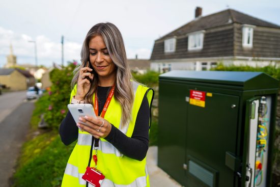 photo of a Vodafone engineer testing an OpenRAN site in St Keverne, Cornwall.