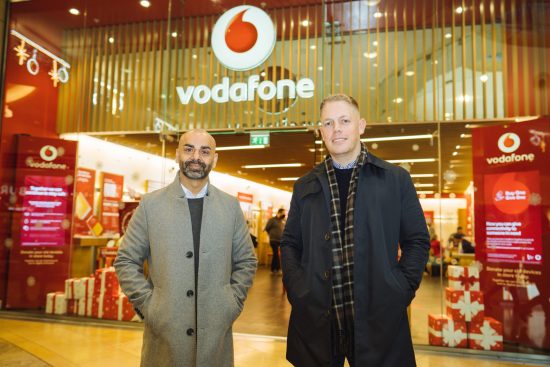 Vodafone partner agents Raza Qayum and Greg Henson outside their Birmingham Bullring store