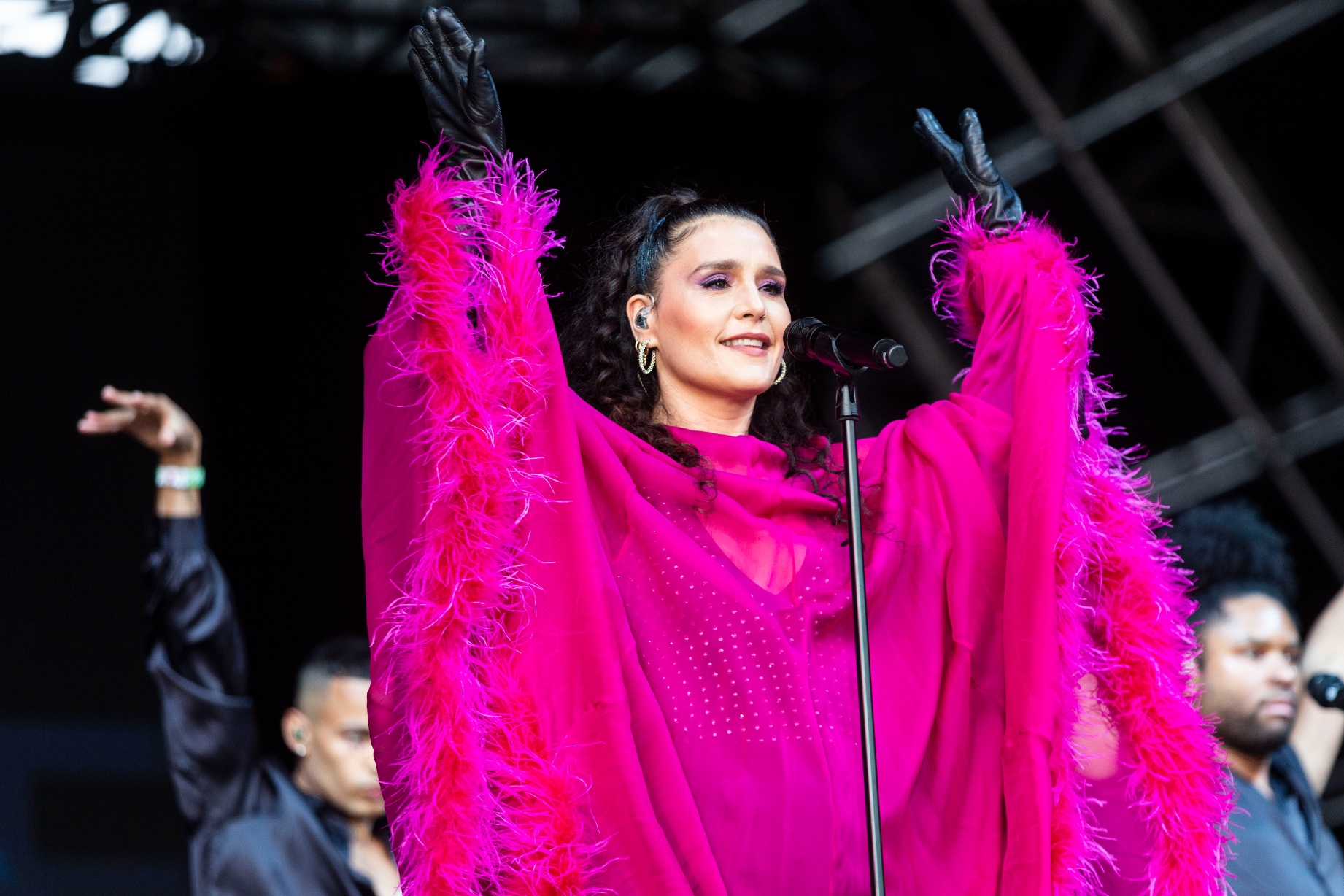 singer Jessie Ware onstage at Mighty Hoopla