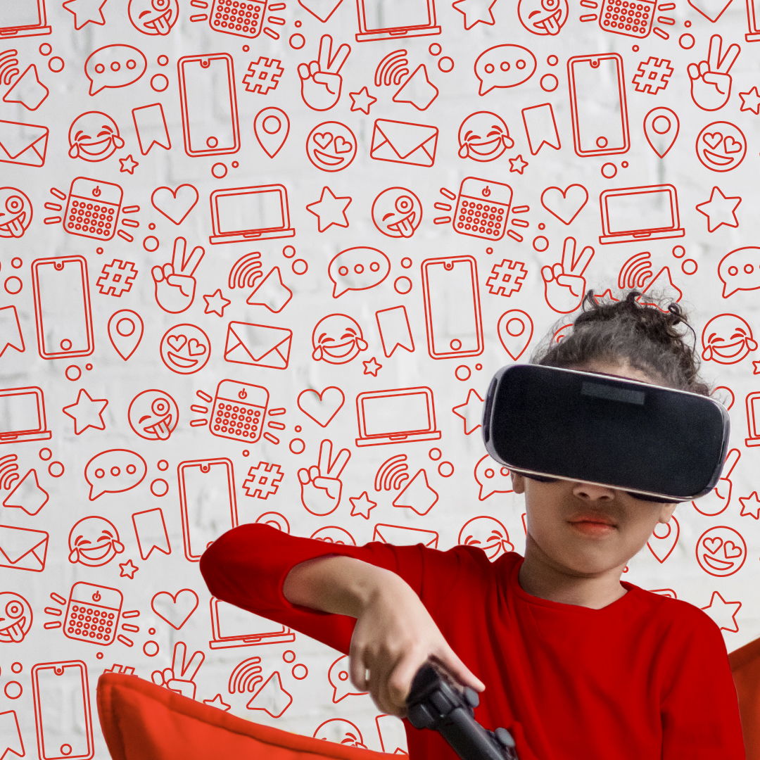 Child with VR headset